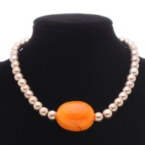 Silver & faux Amber Necklace